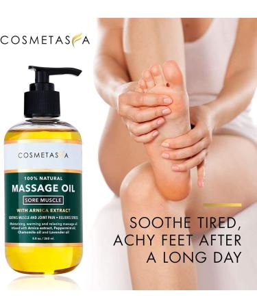 Cosmetasa Sore Muscle Massage Oil 8.8 oz - Arnica, Peppermint & Lavender Oils - Muscle & Joint Pain Relief - 1 Pack - Buy Online on GoSupps.com