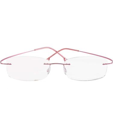 Super Light Rimless Titanium Reading Glasses +3.50 for Men & Women - Stylish Pink Reading Aid - Buy Online on GoSupps.com