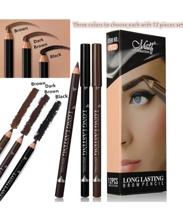 Go Ho 12 PCS Waterproof Eyebrow Pencils - Long-lasting Medium Brown Brow Tint Makeup Pen - Buy Online on GoSupps.com