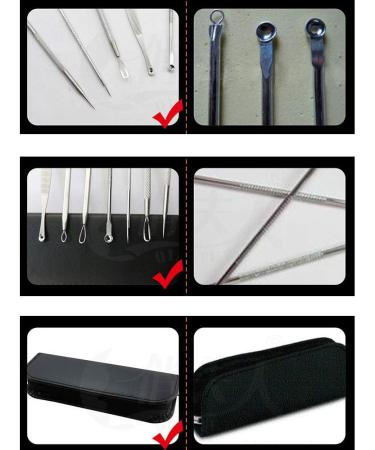 Blackhead Remover Kit LightBiz Extractor Removal Set 5Pcs Professional Stainless Steel Pimple Popper Tool Treatment for Whitehead Blemish Acne Comedone Pimple Popping - Buy Online on GoSupps.com