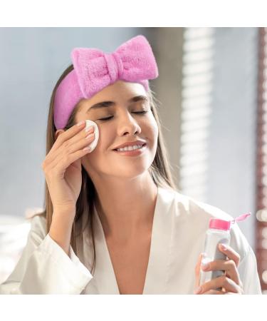 AOMIG Spa Headband for Women - Fluffy Bowknot Hair Band for Makeup, Shower, Sports (Pink) - 1 Pc - Buy Online on GoSupps.com
