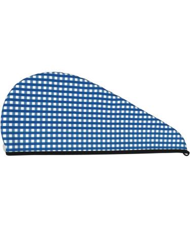 Blue Gingham Microfiber Hair Towel | Super Absorbent Quick Dry Wrap for Long Curly & Thick Hair - Soft Coral Velvet - Buy Online on GoSupps.com