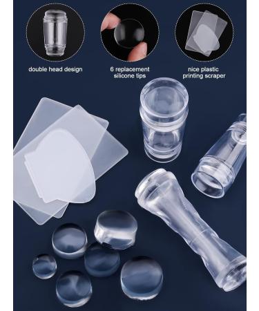 EBANKU French Tip Nail Stamp Set - 3PCS Clear Silicone Stamping Kit with 6PCS Replaceable Heads and Scrapers for DIY French Manicure at Home - Buy Online on GoSupps.com