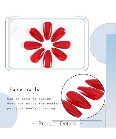 Brinote Red Stiletto Press on Nails - Medium Length Almond False Nails for Women and Girls - Buy Online on GoSupps.com