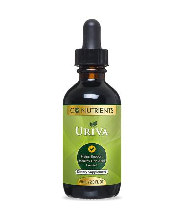 Go Nutrients Uriva - Uric Acid Support Supplement  for Muscle and Joint Health  Gluten Free  Liquid Drops 60 ml (2.0 oz)