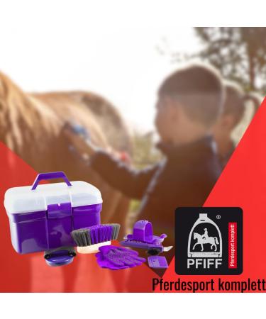 PFIFF 100576 Children's Grooming Box - 6-Piece Horse Care Kit Purple | International Shipping Available - Buy Online on GoSupps.com