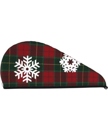 Microfiber Hair Drying Cap - Soft Red & Green Flannel Snowflake Towel Wrap for Quick Drying Curly Long & Thick Hair - Buy Online on GoSupps.com