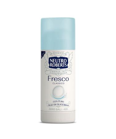 Neutro Roberts Neutro Roberts Fresh Deodorant Stick Zero Aluminum Salts Zero Stain With Pure Glycerin Oil Deodorant for Men and Women Dermatologically Tested 40 ml 48h