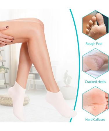 Silicone Moisturizing Socks Women Foot Spa Pedicure Silicone Socks Foot Mask Exfoliating Beach Protective Gel Socks Anti Slip Aloe Socks for Dry Cracked Feet Calluses Foot Care (White) - Buy Online on GoSupps.com