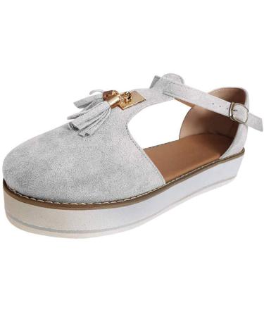 Creev summer shoes for women casual closed toe area ankle straps plateau-scan-sandals vintage beach sandals with sales dark gray 38 (dark gray 36 EU) Light Grijs 39 EU