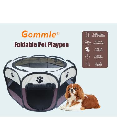 Gommle Portable Pet Playpen for Small Pets | Indoor/Outdoor with Carrying Case | Waterproof Bottom & Removable Zipper Top | S (28.7 x 28.7 x 16) - Brown - Buy Online on GoSupps.com