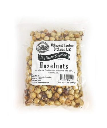 Holmquist Hazelnuts Dry Roasted Hazelnuts | Sea Salt | Skins Mostly Removed | HEART HEALTHY | GLUTEN FREE, KOSHER, RESEALABLE, KETO-FRIENDLY | 1 LB Bag 1.0 Pounds