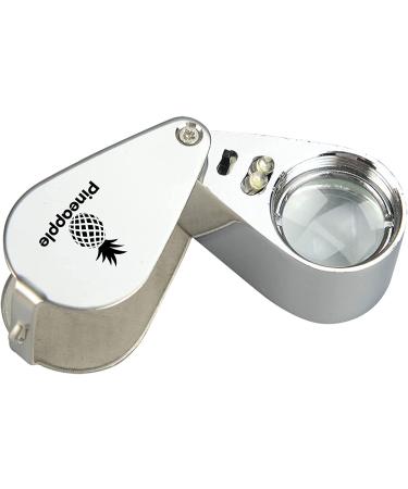 Pineapple 30X Jewelers Loupe Magnifier with Light | Foldable Pocket Magnifying Glass for Jewelry, Gems, Diamonds, Plants, Coins | Metal Frame - Buy Online on GoSupps.com