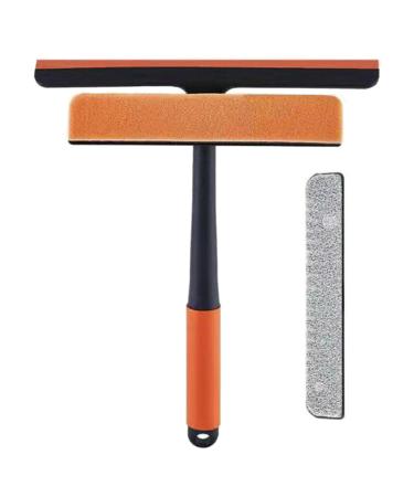 Erhigher Versatile Glass Cleaning Brush Adjustable Tool 3-in-1 Multi-Functional Wiper Detachable 360-degree Rotatable Window with Double-Layer Sponge Cleaner Orange