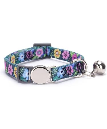 Moonpet Personalized Cat Neck Band - Custom Name & Phone Number Necklace with Safety Closure & Bell - Dark Flower Design - Buy Online on GoSupps.com