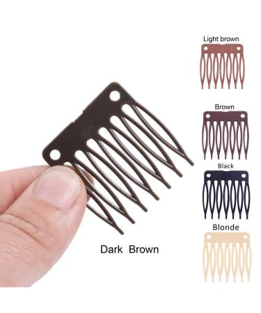 50pcs Hair Comb Slides - Dark Brown Plastic Wig Clips for Wig Cap & 7 Teeth Hair Combs | International Shipping Available - Buy Online on GoSupps.com