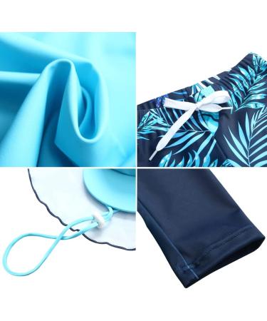 AIWUHE Boys Swim Set - UV Protection Swim Trunks & Long Sleeve Shirt with Cap - Cartoon Design (110-116 Dark Blue) - Perfect for International Shipping - Buy Online on GoSupps.com