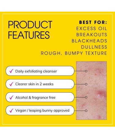 Clear Skin Days Clarifying Face Cleanser with 2% Salicylic & 2% Glycolic Acid - Deep Cleans Exfoliates Reduces Oil Unclog Pores and Resurface Skin- Perfect For Acne-Prone Skin 150ml - Buy Online on GoSupps.com