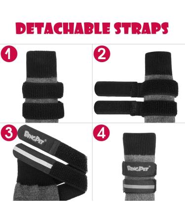 BINGPET Dog Socks - Outdoor Anti Slip Paw Protector for Hardwood Floors, Waterproof with Reflective Straps, Traction Control - Grey, Large - Buy Online on GoSupps.com