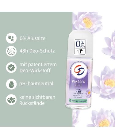 CD Water Lily Roll-On Deodorant - No Aluminium Salts - Long Lasting Protection 48h - Sensitive Skin - Vegan - Body Care - 50ml - Buy Online on GoSupps.com
