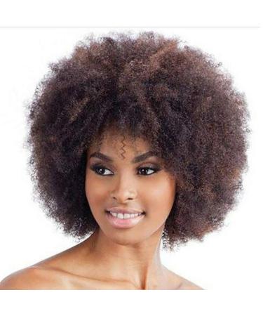 TIREOW Women Brown Synthetic Curly Wig - Short Afro Wig for African American Ladies - Natural Look - Buy Online on GoSupps.com