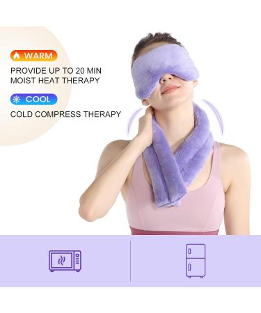 SuzziPad Microwavable Heating Pad for Neck Pain + Heated Eye Mask - Lavender Neck Warmer for Stress Relief - Hands-Free, Moist Heat Wrap - Hot/Cold Compress Bean Bag - Buy Online on GoSupps.com