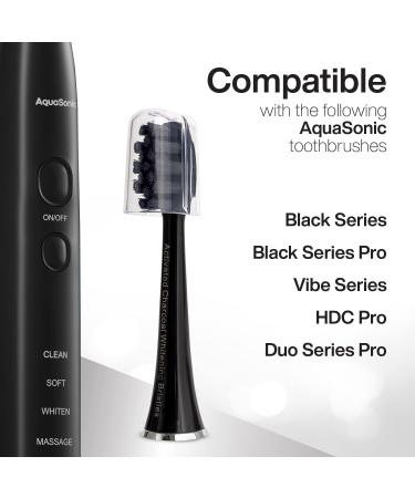 2-Pack AquaSonic Activated Charcoal Brush Heads - Ultra Whitening & Stain Remover - Compatible with Black Series Pro Vibe & Duo Pro Series (Black) - Buy Online on GoSupps.com