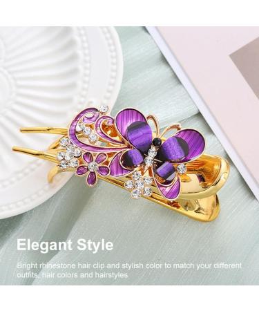 Long Fine Hair Clip For Styling Wear Resistance Women No Slip Rhinestone(Purple) - Buy Online on GoSupps.com