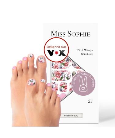 Original Miss Sophie Pedi Wraps I Madame Fleury Pedicure I 27 Ultra-D nne Nail polish stripes with pattern I for toothed I sticks to natural and painted acrylic gel & shellac nails