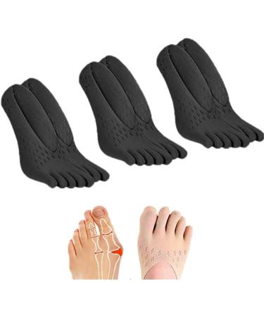 OWSEN 3 Pairs Projoint AntiBunions Health Sock Toe Socks Women Five Finger Socks Anti Bunions Socks Women's Toe Socks One Size Black