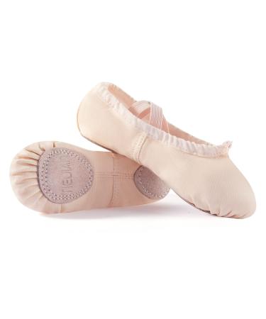 TIEJIAN Ballet Shoes for Girls, Toddler Ballet Shoes, Canvas Ballet Slippers for Girls(Toddler/Little Kid/Big Kid) 3 Big Kid Beige