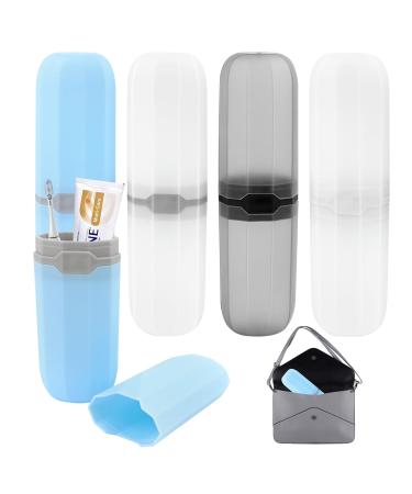NVIYAM 4-part travel toothbrush case toothbrush head protective cover portable travel toothbrush case toothbrush container toothbrushes case for camping travel family and business (4 colors)