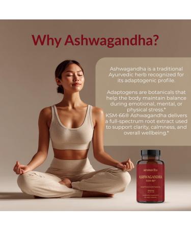 AROMAVITA Ashwagandha Capsules KSM-66 1000mg Daily Dose Pure Organic Root Powder Extract Ayurvedic Supplement - Focus Mood Support Increase Energy Strength. Natural KSM for Superior Absorption. - Buy Online on GoSupps.com