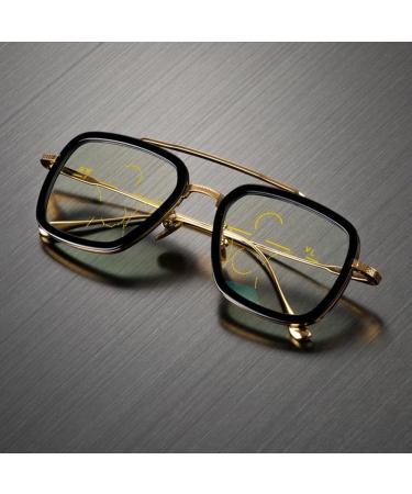 NYASAA Progressive Multifocal Reading Glasses for Men - Metal Square Frame Blue Light Blocking Eyewear 3.50x Magnification Stylish Black Design - International Shipping Available - Buy Online on GoSupps.com