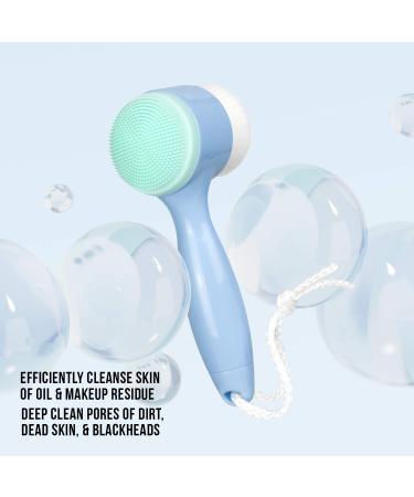 Lindo 2-in-1 Face Cleansing Brush - Gentle and Deep Clean Facial Cleanser (Blue) - Buy Online on GoSupps.com