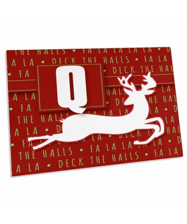 3dRose Letter Q Monogram Christmas White Reindeer Deck The... - Desk Pad Place Mats (dpd-262655-1)
