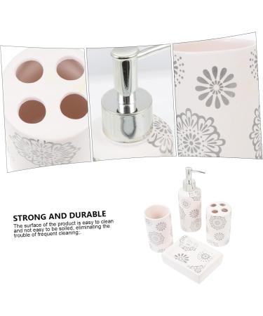 4-Piece Bathroom Accessories Set: Toothbrush Holder Foaming Pumping Bags & Ceramic Tooth Cup - International Shipping Available - Buy Online on GoSupps.com