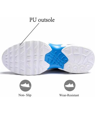 Pozvnn Men's Air Cushion Running Shoes - Lightweight Fashion Sneakers 8.5 White/Blue - Buy Online on GoSupps.com