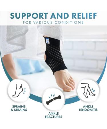 Actesso Ankle Support Sleeve with Strap - Ultimate Support for Weak Ankles - Men & Women - Left or Right - Black (S) - Buy Online on GoSupps.com