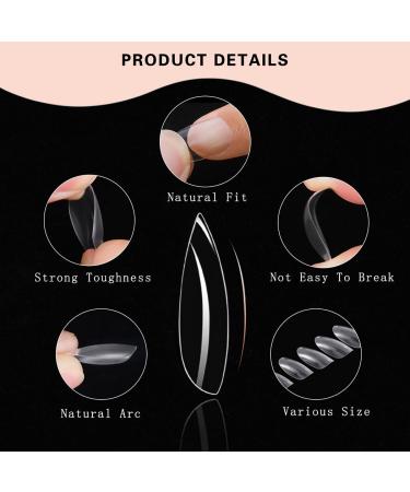 Sethexy Short Oval False Nails 500Pcs - Full Cover Acrylic Nail Tips for Art Design - Clear - Buy Online on GoSupps.com