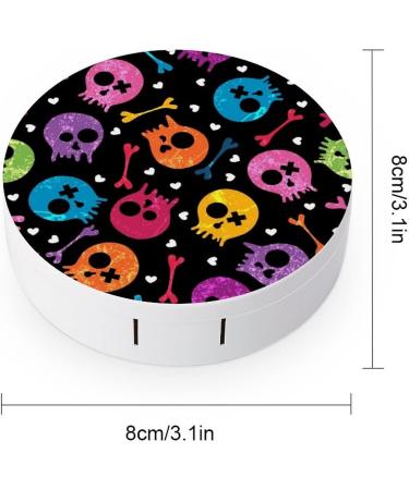 Colored Skull Round Case For Contact Lens Kit Storage Box with Mirror Printed - Buy Online on GoSupps.com