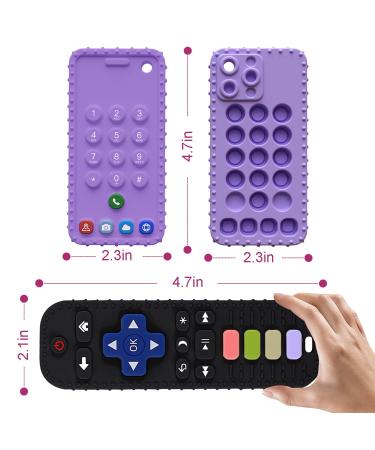Remote Control Shape Baby Teething Toys - 2 Pack Silicone Teether for Boys and Girls (Black+Purple) - Buy Online on GoSupps.com