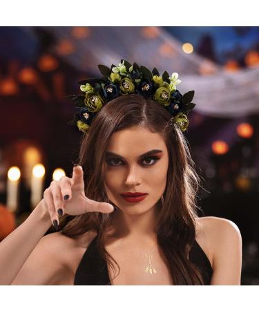 IYOU Flower Headband Floral Dark Blue Headpiece Festival Halloween Hair Accessories for Women and Girls - Buy Online on GoSupps.com