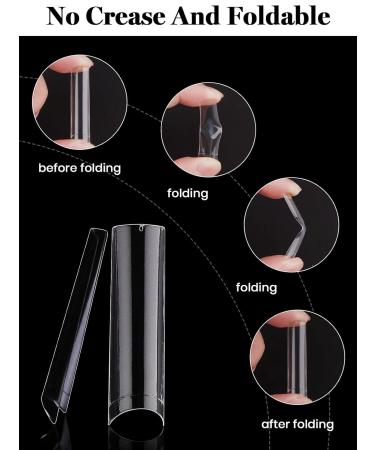 Ebanku 500 Pieces Extra Long Clear Nail Tips - C-Curve Free 10 Sizes with Case & 4 Nail Art Tools for Women & Girls - Perfect for Nail Studios - Buy Online on GoSupps.com