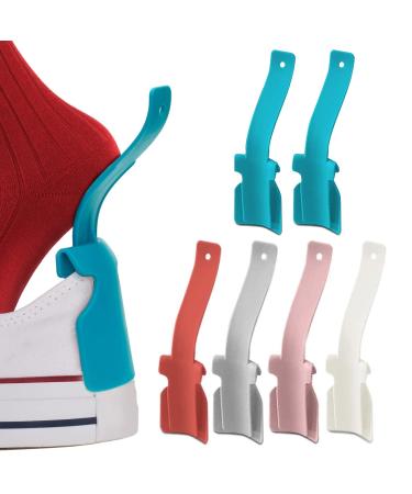 Nonstop 6 Pcs Lazy Shoe Helper Portable Sock Slider - Short Handled Shoe Horn - Shoe Lifting Helper Easy on Easy Off, Plastic Shoehorn for Men, Women
