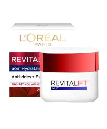 L Or al Paris - Anti-Aging Moisturizing Night Face Cream - Anti-Wrinkle Extra-Firming & Toning Cream - Enriched with Pro-Retinol & Fibrelastyl - All Skin Types - Revitalift - 50 ml