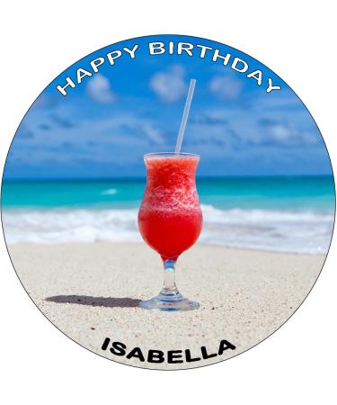 PREMIUM BEACH 7.5" HOLIDAY EDIBLE RICE WAFER PAPER CARD ROUND CAKE TOPPER D3