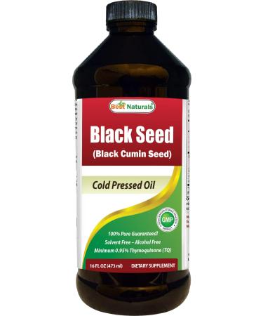 Best Naturals Black Seed Oil - Minimum 0.95% Thymoquinone (TQ) - Cold Pressed Nigella Sativa Aids in Digestive Health, Immune Support, Brain Function, Joint Mobility, Gluten Free, Non GMO - 16 OZ - Buy Online on GoSupps.com