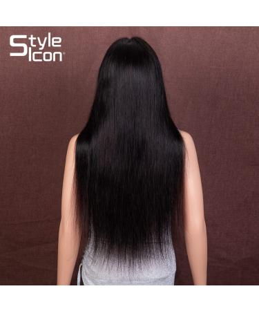 Buy 26 Inch Human Hair Lace Front Wig - Brazilian Virgin Remy Hair 150% Density Free Crown Smooth Black Hair for Women - Buy Online on GoSupps.com