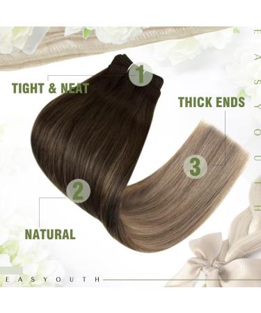 Easyouth Weft Human Hair Extensions 18 Inch Ombre Brown to Blonde Double Weft 100g - Real Hair Sew-in Extensions 18 Inch/45cm 3-Weft #2/6/18 - Buy Online on GoSupps.com